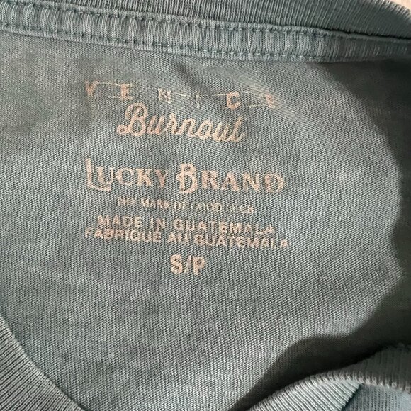 Lucky Brand Shirt Mens S/P Green Venice Burnout V neck Short Sleeves - Picture 6 of 8